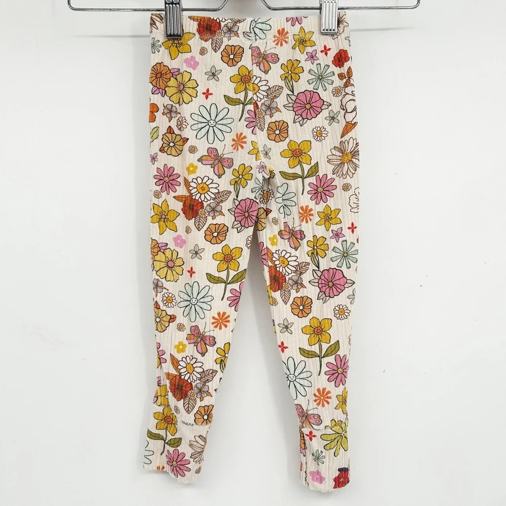 Posh Peanut Toddler Girls‎ Retro Floral Bamboo Ribbed Dolly Pajama Set Size 3T